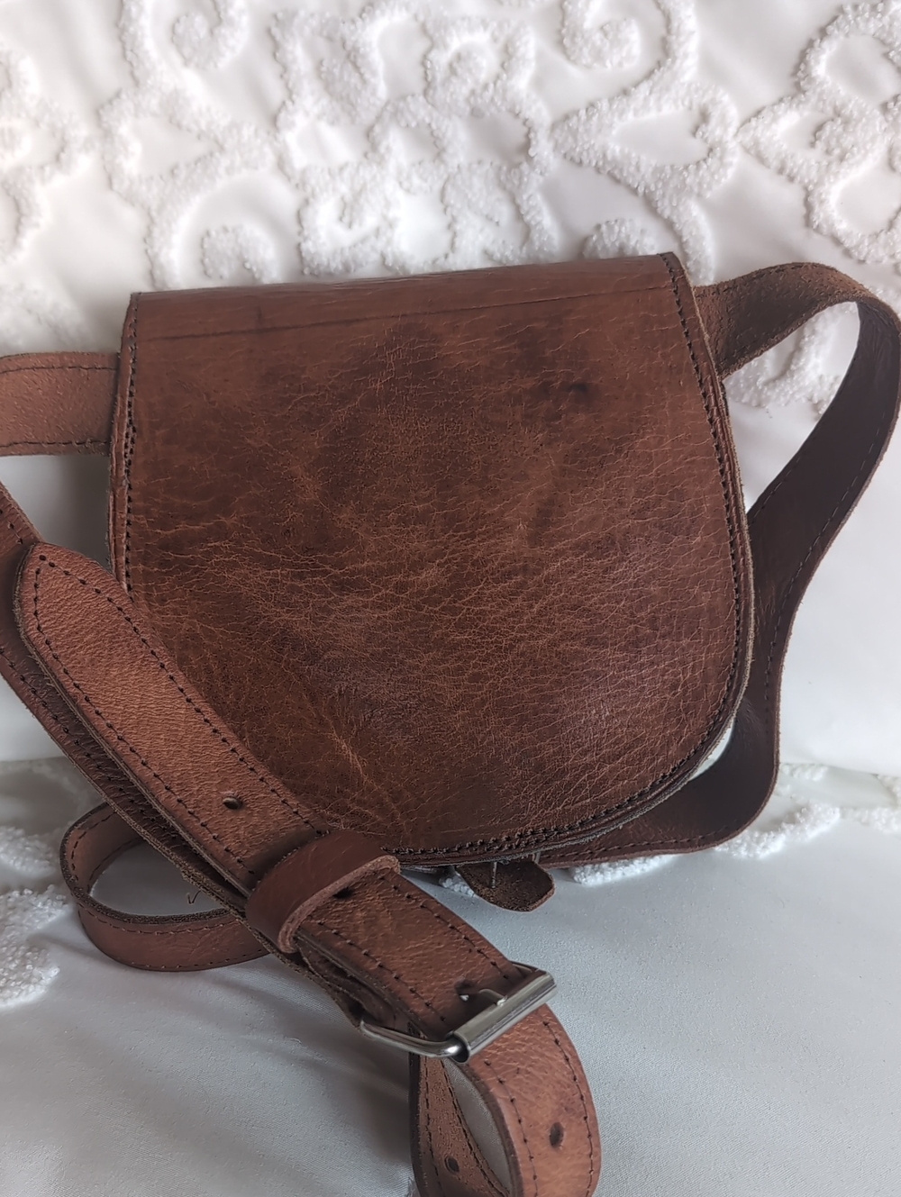 Vintage Moroccan Leather Belt/Cross Shoulder Bag Vintage European Coins Unisex - Picture 15 of 15
